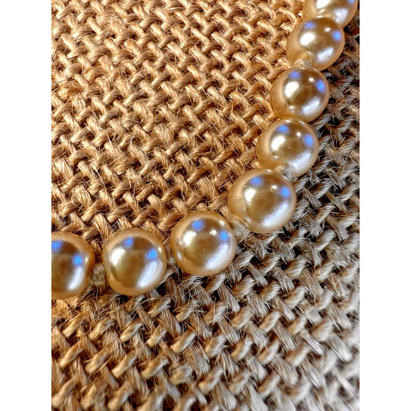 Strand (Broken) of Knotted Faux White Pearls with Gold tone Clasp--28 inches - Picture 2 of 10